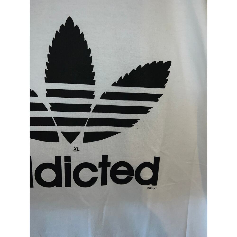 Y2K Addicted Adidas Weed Marijuana Smoke White Graphic Shirt 2000s M Medium - Picture 4 of 9